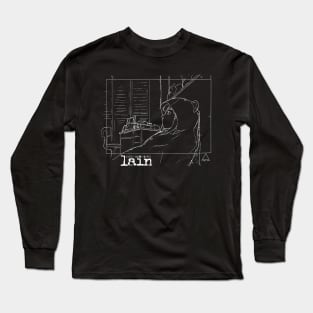 Lain bear suit Sketch - white print Long Sleeve T-Shirt